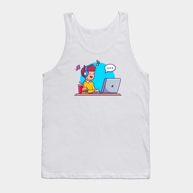 Male listening music cartoon Tank Top by Catalyst Labs